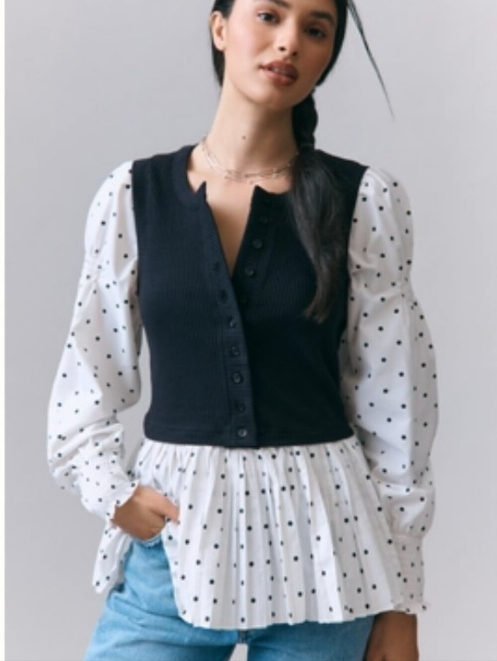 NWT By Anthropologie Layered Twofer Long-Sleeve Top